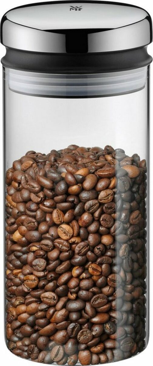 Bild 1 von WMF Vorratsglas Depot, Cromargan® Edelstahl Rostfrei 18/10, Glas, Kunststoff, (1-tlg), verschließt aromadicht, Schwarz|weiß