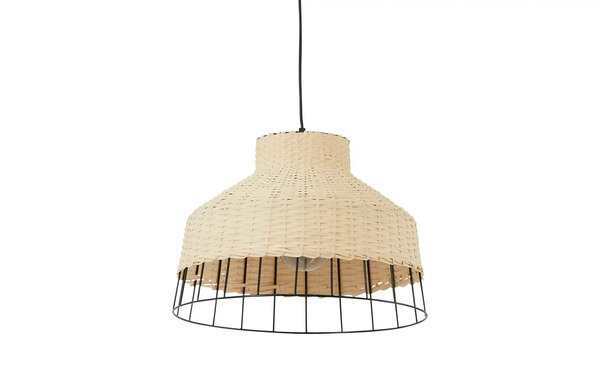 Bild 2 von Pendelleuchte, 1-flammig, Rattan / Metall-schwarz