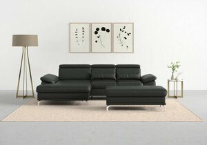 Sit&more Ecksofa Cabrio, mit Sitztiefen- und Armteilverstellung sowie Federkern, 2 Nierenkissen, Grau