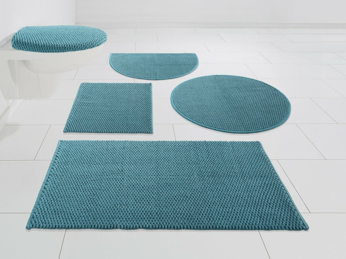 Bild 1 von Badematte Dalia Home affaire, Höhe 4 mm, fußbodenheizungsgeeignet, schnell trocknend, strapazierfähig, Baumwolle, rund, Baumwolle, Badteppich, Badematten auch als 2-teiliges Set erhältlich, Blau