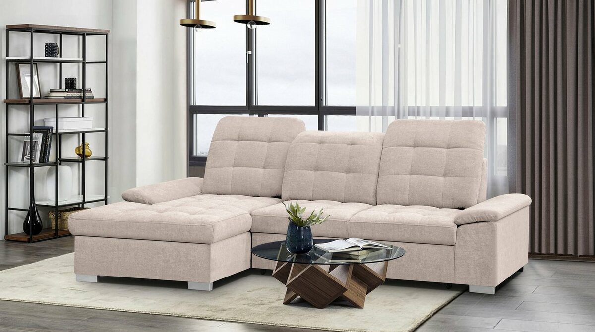 Bild 1 von WERK2 Ecksofa Carmen, mit Bettfunktion & Kopfteilverstellung, optional Sitztiefenverstellung, Beige