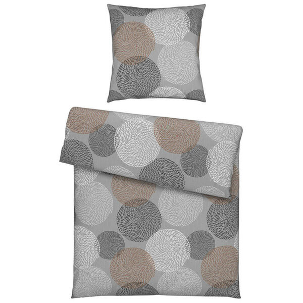 Bild 1 von Novel Bettwäsche Cerchi, Taupe, Textil, Abstraktes, 155 cm, pflegeleicht, atmungsaktiv, schadstoffgeprüft, Schlaftextilien, Bettwäsche, Bettwäsche