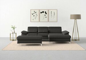 Sit&more Ecksofa Cabrio, mit Sitztiefen- und Armteilverstellung sowie Federkern, 2 Nierenkissen, Braun