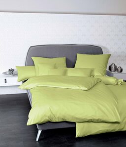 Bettwäsche Colors 31001 in Gr. 135x200, 155x220 oder 200x200 cm, 100% Baumwolle, Janine, Mako-Satin, 2 teilig, feinfädige uni Bettwäsche für alle Jahreszeiten, Markenreißverschluss, Grün