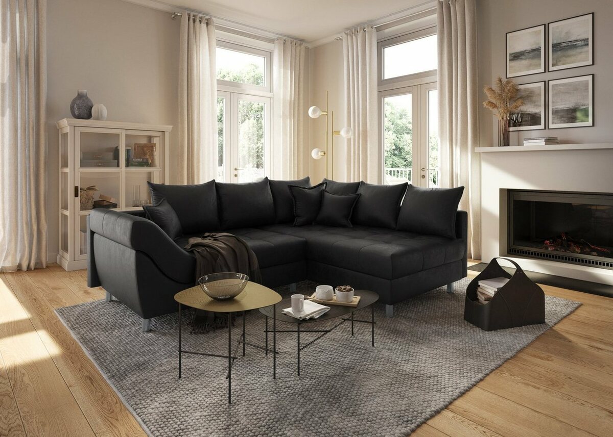 Bild 1 von COLLECTION AB Ecksofa Joseli, inklusive Federkern, Recamiere links oder rechts montierbar, Braun|schwarz