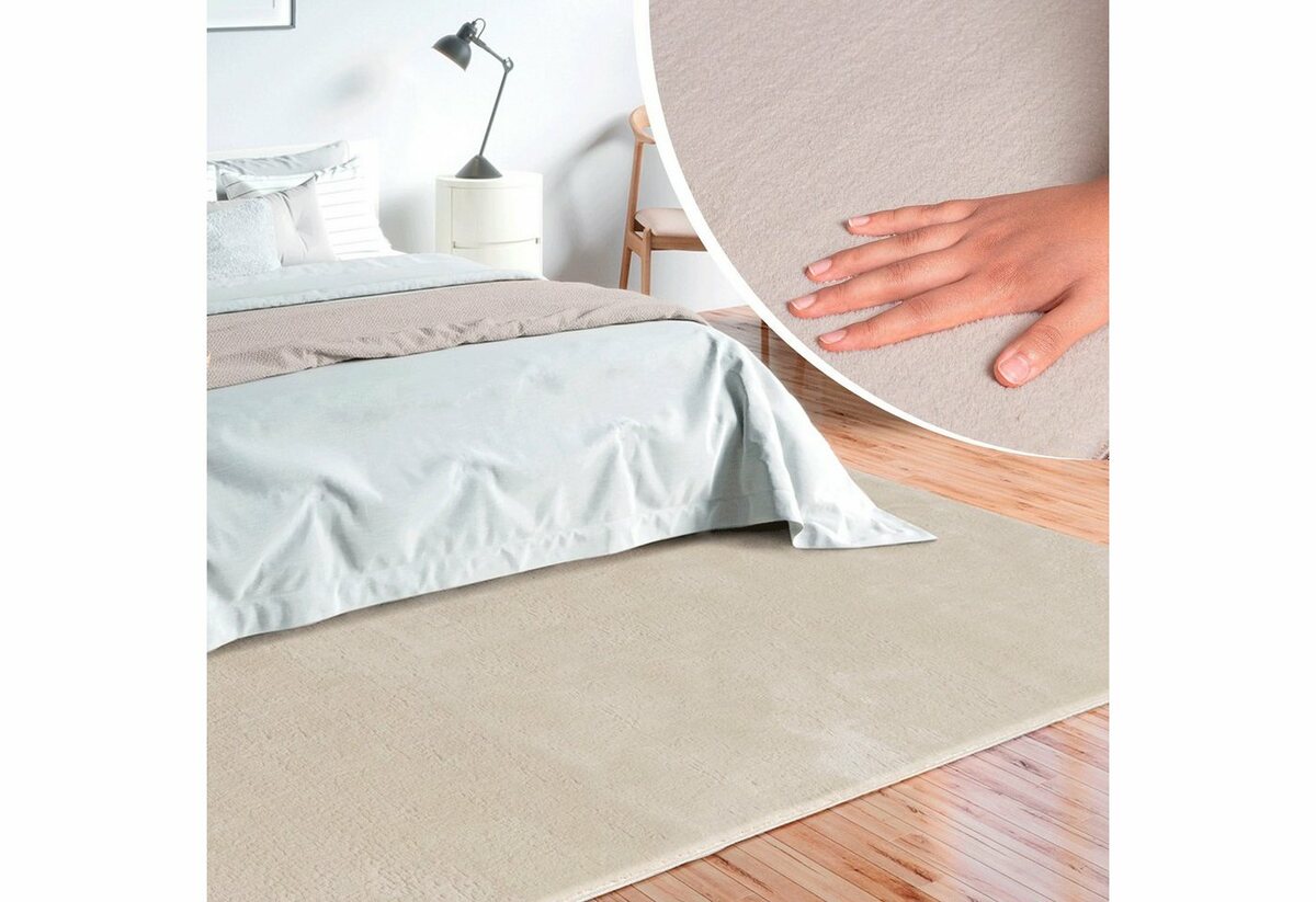 Bild 1 von Teppich Loft 37, Kunstfellteppich, merinos, rechteckig, Höhe: 19 mm, weich und kuschelig, Fell Haptik, Anti-Rutsch-Unterseite, waschbar, Beige
