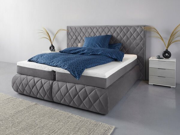 Bild 1 von Places of Style Boxspringbett Alaric, wahlweise mit und ohne Leuchten, Obermatratze Tonnentaschenfederkern, Grau|silberfarben
