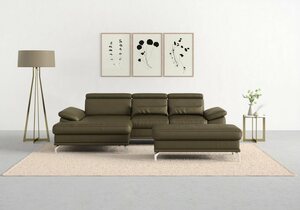 Sit&more Ecksofa Cabrio, mit Sitztiefen- und Armteilverstellung sowie Federkern, 2 Nierenkissen, Grün