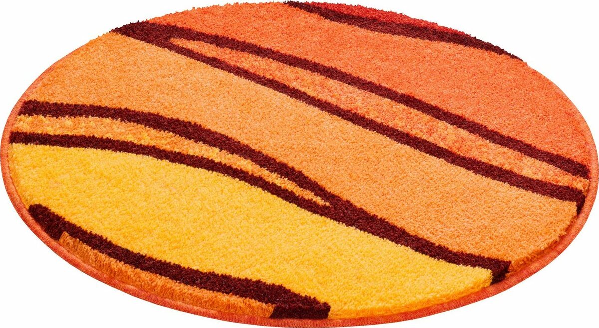 Bild 1 von Badematte Belize Grund, Höhe 20 mm, rutschhemmend beschichtet, schnell trocknend, Polyacryl, rund, weiche Haptik, Badematten auch als 3 teiliges Set erhältlich, Orange