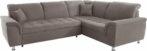 DOMO collection Ecksofa Franzi, wahlweise mit Kopfteilverstellung (dann Breite: 275 cm), Grau