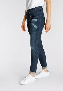 Herrlicher Ankle-Jeans SHYRA CROPPED ORGANIC mit seitlicher Logo-Applizierung, Blau