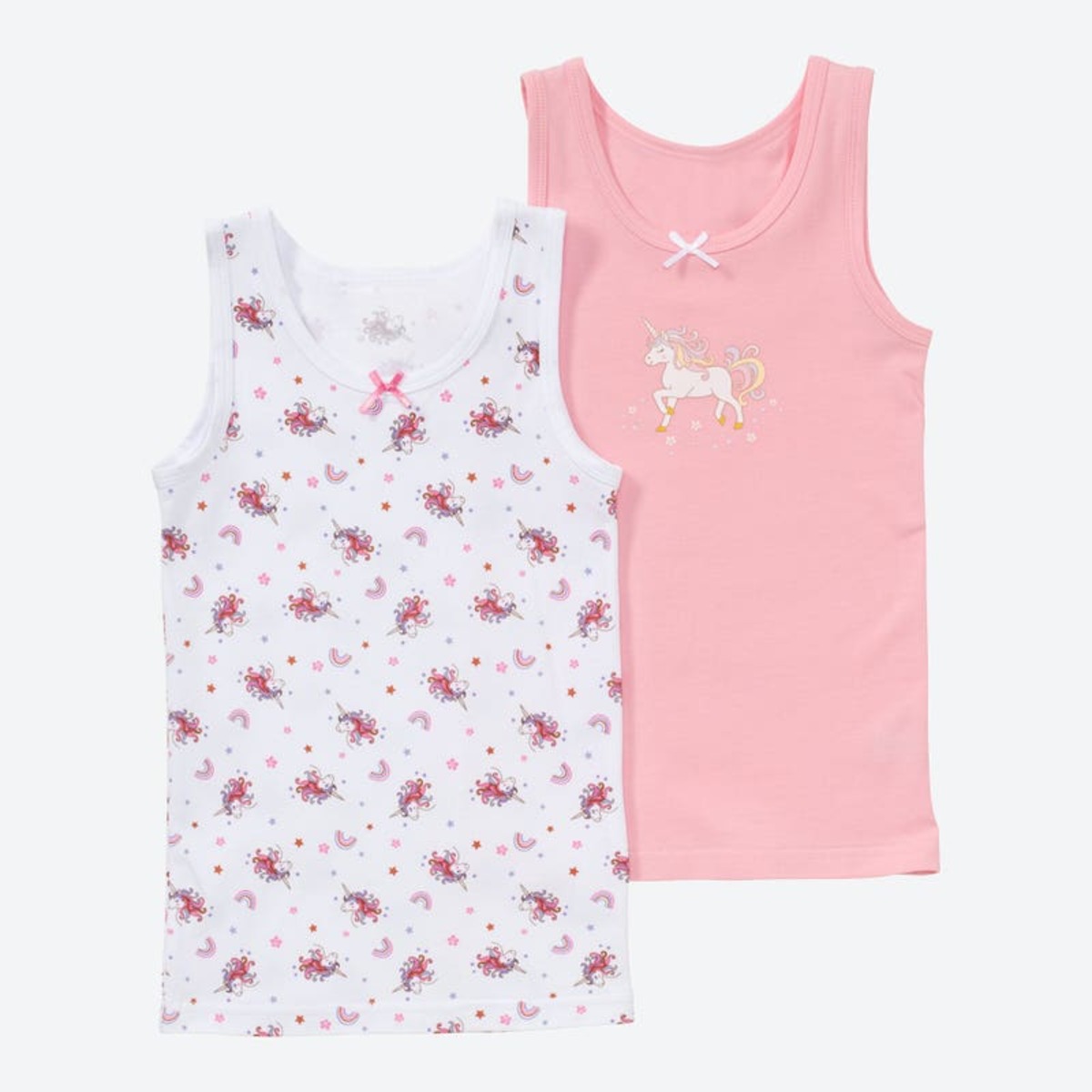 Bild 1 von Mädchen-Unterhemd mit Einhorn-Aufdruck, 2er-Pack