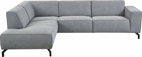 Bild 1 von Places of Style Ecksofa Lorcan, mit schwarzen Metallfüßen, Lederoptik und in weichem Strukturstoff, Grau