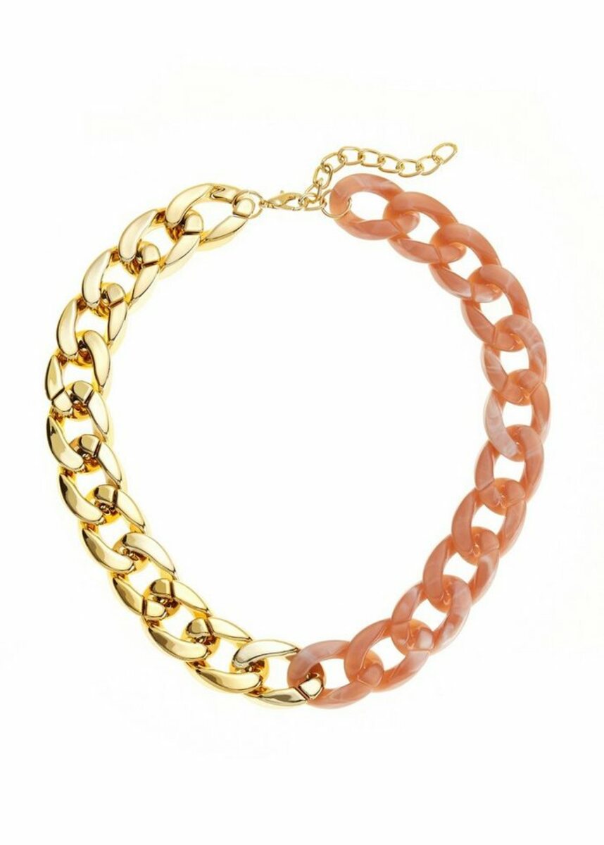 Bild 1 von LASCANA Panzerkette, in bicolor, Collier, Gliederkette, Halsschmuck, Halskette, Goldfarben|rosa