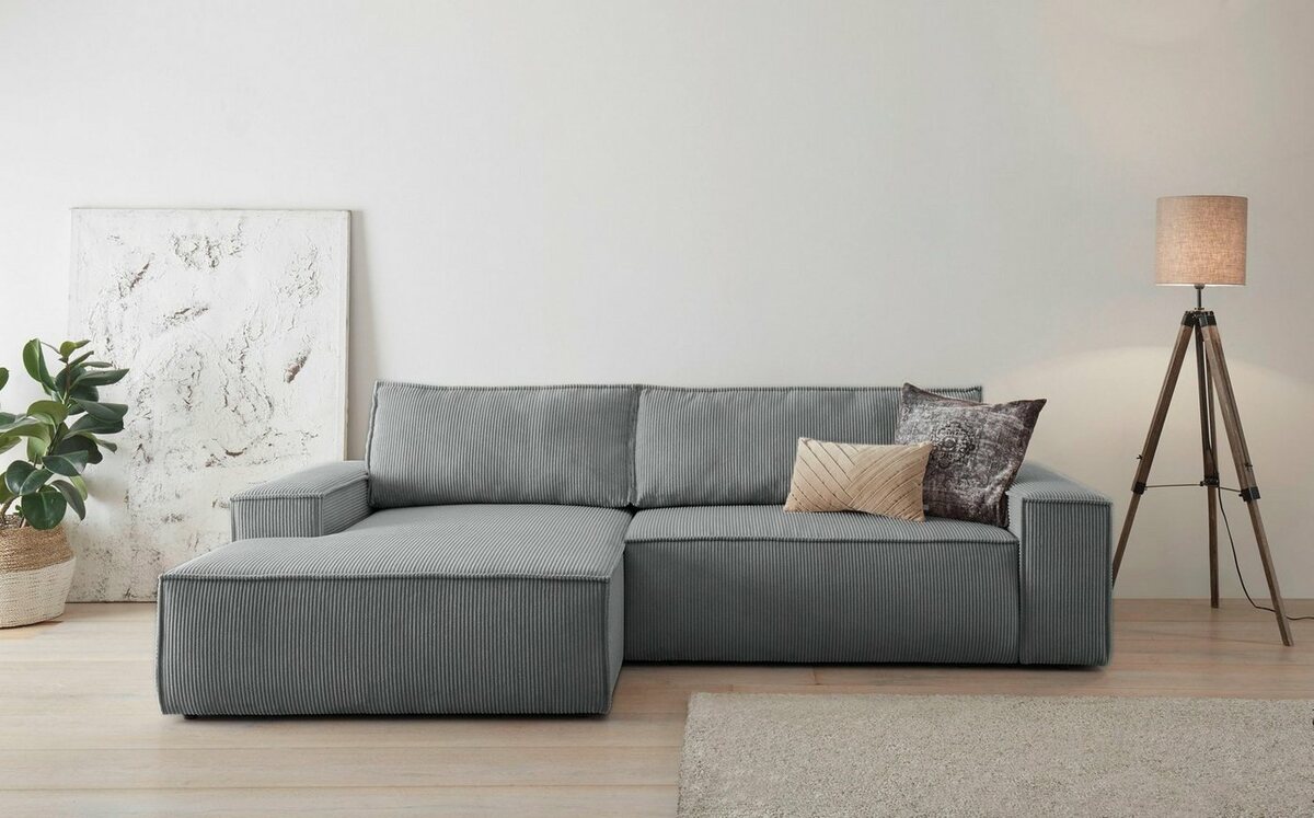 Bild 1 von Home affaire Ecksofa SHERWOOD, mit Bett-Funktion (Liegefläche 210x136 cm), mit 2 losen Rückenkissen, Grau