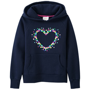 Mädchen Hoodie mit buntem Konfetti-Herz DUNKELBLAU