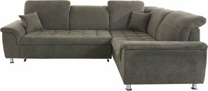 DOMO collection Ecksofa Franzi, wahlweise mit Kopfteilverstellung (dann Breite: 275 cm), Grün