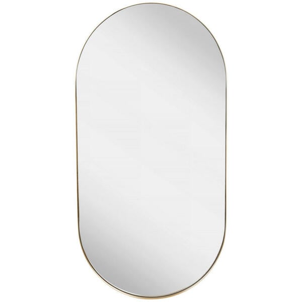 Bild 1 von Mid.you Wandspiegel, Gold, Metall, Glas, oval, 50x100x5 cm, Bsci, senkrecht und waagrecht montierbar, Badezimmer, Badezimmerspiegel, Badspiegel