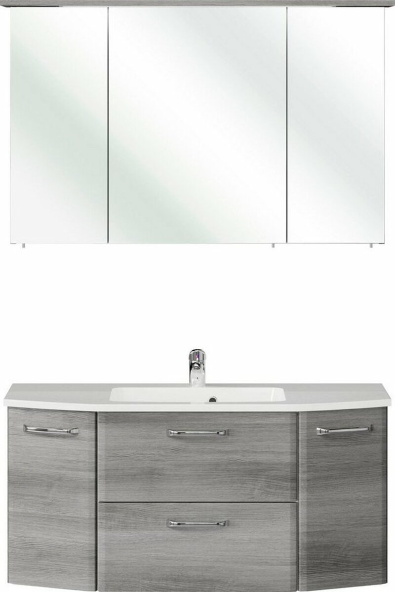Bild 1 von PELIPAL Badmöbel-Set Quickset 328, (2-St), Spiegelschrank inkl. LED-Beleuchtung, Waschtisch-Kombination, Grau