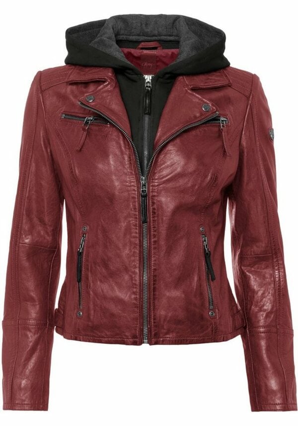 Bild 1 von Gipsy Lederjacke Nola2 coole Biker mit Turndown Kragen & herausnehmbarem Kapuzen-Inlay, Rot