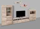 Bild 1 von Woltra Wohnwand Silkeborg, (Set, 5-St), teilmassiv mit schöner, griffloser Optik, Beige|weiß