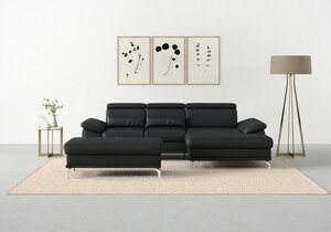 Sit&more Ecksofa Cabrio, mit Sitztiefen- und Armteilverstellung sowie Federkern, 2 Nierenkissen, Schwarz