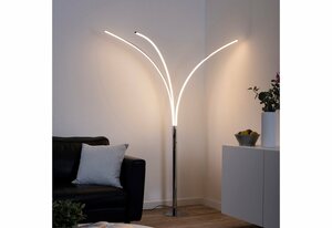 Leuchten Direkt LED Stehlampe MAJA, LED fest integriert, Warmweiß, Silberfarben