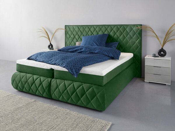 Bild 1 von Places of Style Boxspringbett Alaric, wahlweise mit und ohne Leuchten, Obermatratze Tonnentaschenfederkern, Grün|schwarz