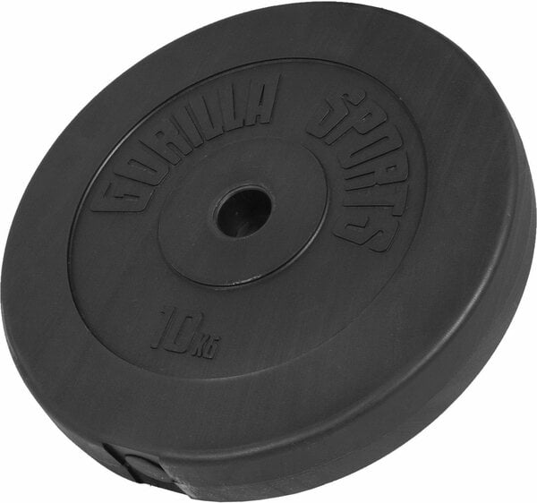 Bild 1 von GORILLA SPORTS Hantelscheiben Hantelscheibe Kunststoff 10 kg, 10 kg, Schwarz