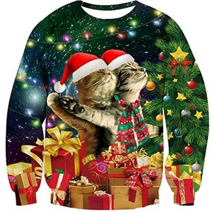 Loveternal Unisex Hässliche Weihnachtspullover 3D Druck Ugly Christmas Sweater Langarm Xmas Pullover Jumper S-3XL