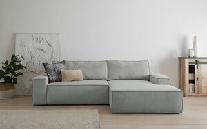 Home affaire Ecksofa SHERWOOD, mit Bett-Funktion (Liegefläche 210x136 cm), mit 2 losen Rückenkissen, Grau|silberfarben