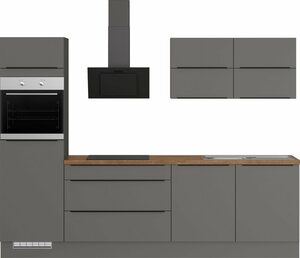 IMPULS KÜCHEN Küche "Toledo", vormontiert, mit E-Geräten, Breite 280 cm, Grau
