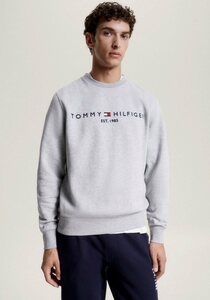 Tommy Hilfiger Sweatshirt TOMMY LOGO SWEATSHIRT mit klassischem Rundhalsausschnitt, Grau