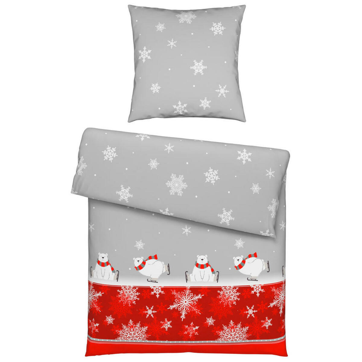 Bild 1 von Esposa Bettwäsche, Grau, Rot, Textil, Weihnachten, 135 cm, Textiles Vertrauen - Oeko-Tex®, atmungsaktiv, schadstoffgeprüft, Schlaftextilien, Bettwäsche, Bettwäsche, Flanell-Bettwäsche