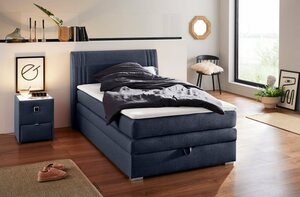Jockenhöfer Gruppe Boxspringbett Amira, mit Bettkasten und Topper, Blau
