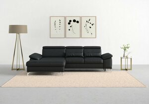 Sit&more Ecksofa Cabrio, mit Sitztiefen- und Armteilverstellung sowie Federkern, 2 Nierenkissen, Schwarz