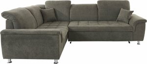 DOMO collection Ecksofa Franzi, wahlweise mit Kopfteilverstellung (dann Breite: 275 cm), Grün