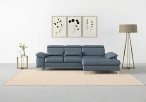 Sit&more Ecksofa Cabrio, mit Sitztiefen- und Armteilverstellung sowie Federkern, 2 Nierenkissen, Blau|grau