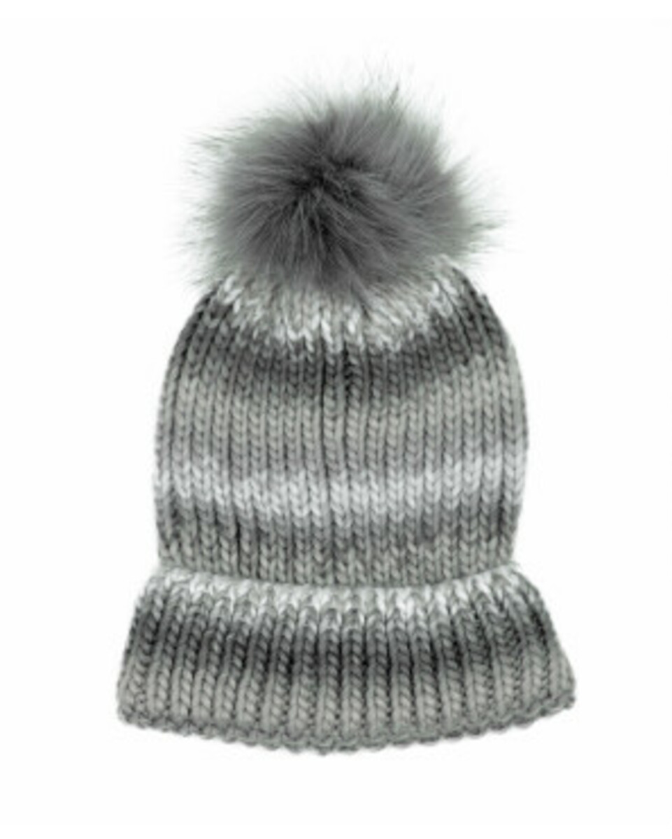 Bild 1 von Strickmütze mit Bommel
       
      Janina mehrfarbig gestrickt
   
      grau