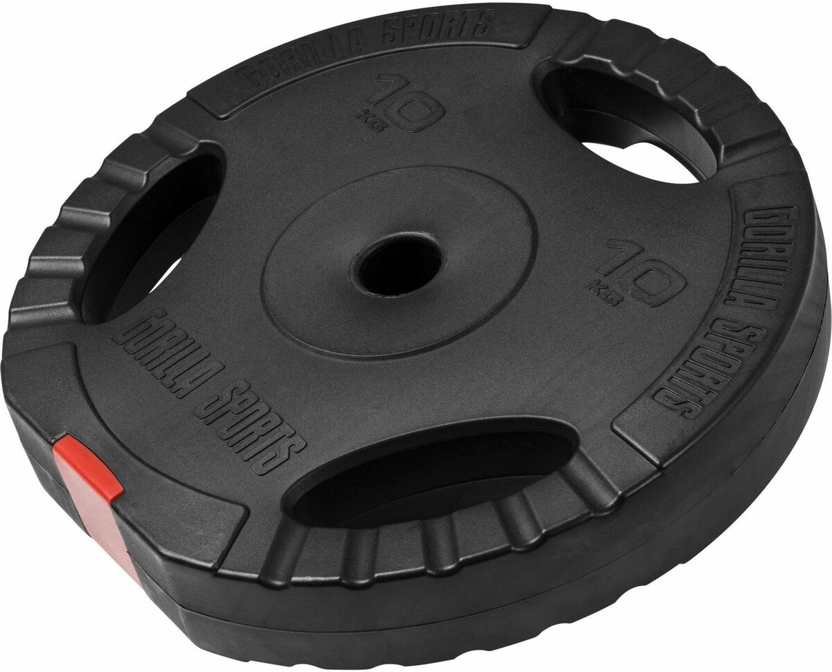 Bild 1 von GORILLA SPORTS Hantelscheiben Hantelscheibe Kunststoff Gripper 10 kg, 10 kg, Schwarz