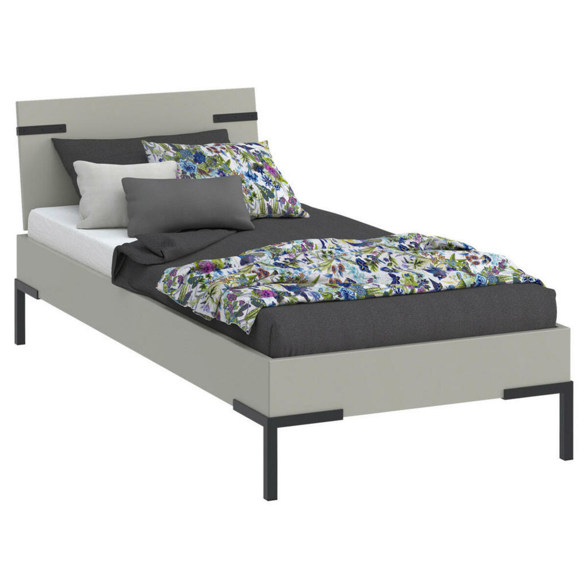 Bild 1 von Xora Bett Primolar, Hellgrau, Metall, 90x200 cm, in verschiedenen Holzdekoren erhältlich, Größen für Lattenrost geeignet, Schlafzimmer, Betten, Futonbetten
