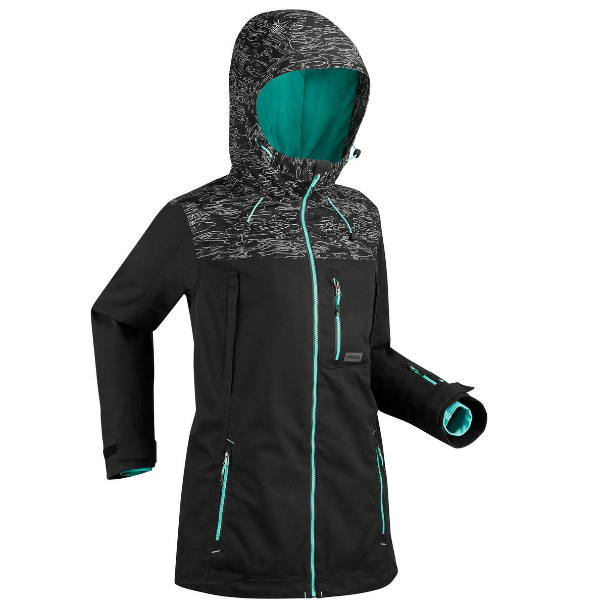 Bild 1 von Snowboardjacke Skijacke 500 Damen camouflage/schwarz Blau|grün|schwarz