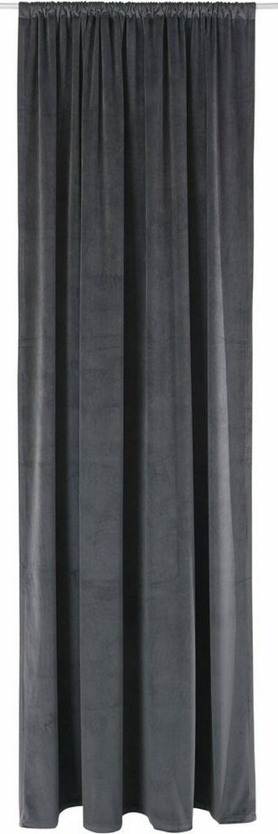 Bild 1 von Vorhang Samt Ladina, LeGer Home by Lena Gercke, Stangendurchzug (1 St), blickdicht, Polyester, blickdicht, gewebt, verschiedene Größen, 1 Stück, Grau