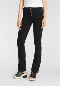 Arizona Bootcut-Jeans Ultra Stretch High Waist mit durchgehender Knopfleiste, Schwarz