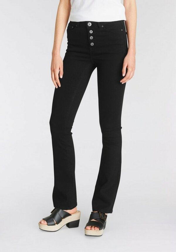 Bild 1 von Arizona Bootcut-Jeans Ultra Stretch High Waist mit durchgehender Knopfleiste, Schwarz