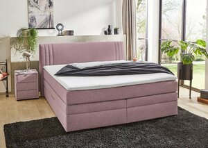 Jockenhöfer Gruppe Boxspringbett Amira, mit Bettkasten und Topper, Rosa