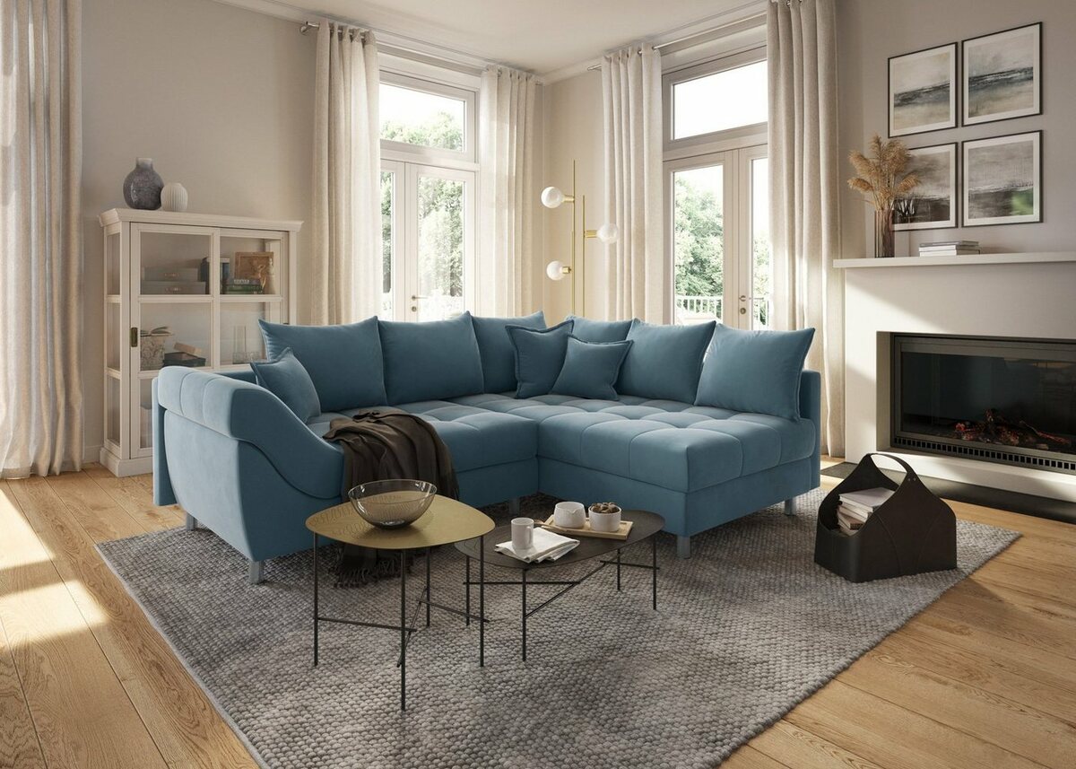 Bild 1 von COLLECTION AB Ecksofa Joseli, inklusive Federkern, Recamiere links oder rechts montierbar, Blau