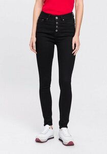 Arizona Skinny-fit-Jeans Ultra Stretch High Waist mit durchgehender Knopfleiste, Schwarz