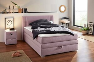 Jockenhöfer Gruppe Boxspringbett Amira, mit Bettkasten und Topper, Rosa
