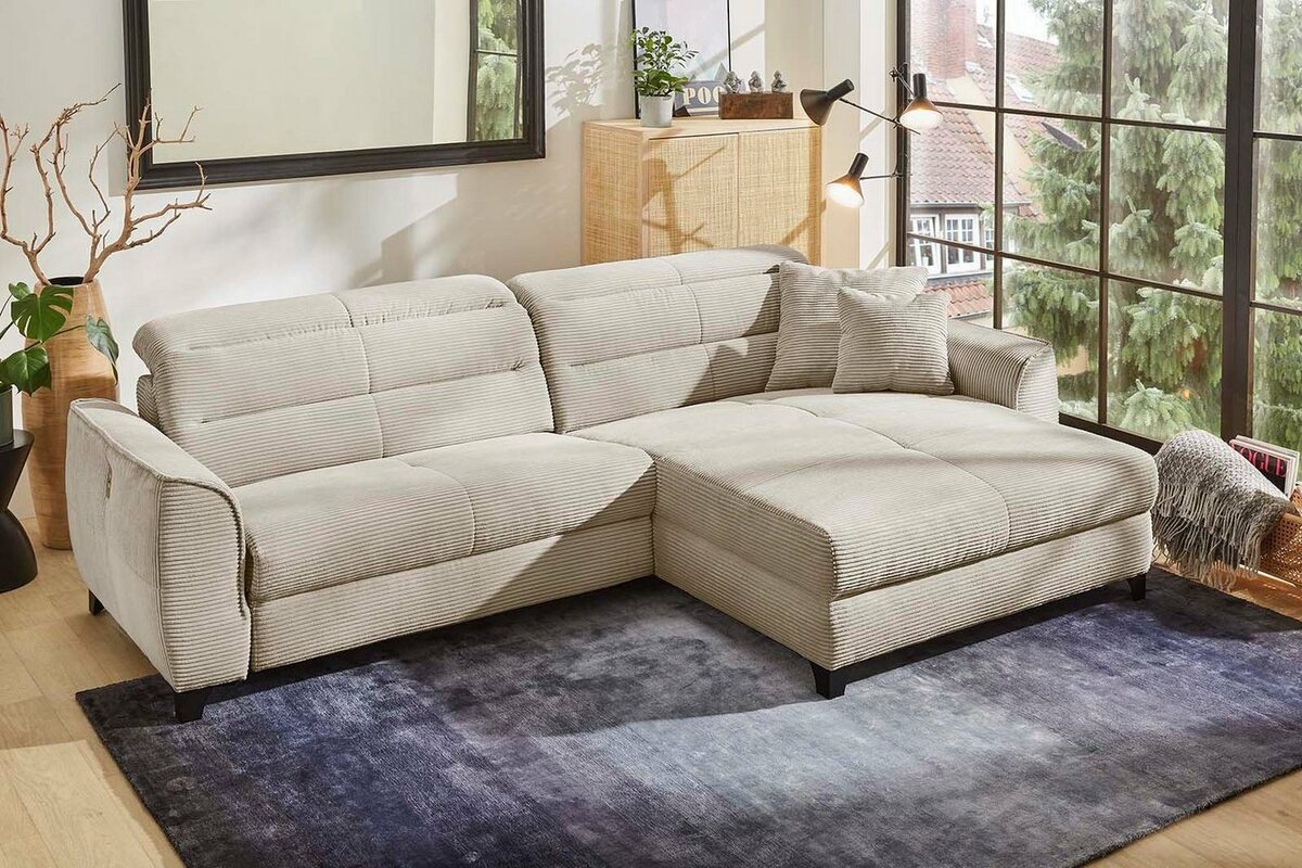 Bild 1 von Jockenhöfer Gruppe Ecksofa Double One, mit 2x 120cm breite, elektromotorische Relaxfunktionen, Beige|grau